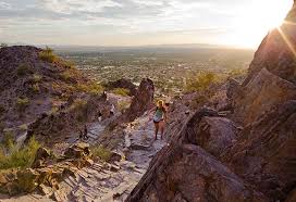 A hiking trail towards the summit of the mountain